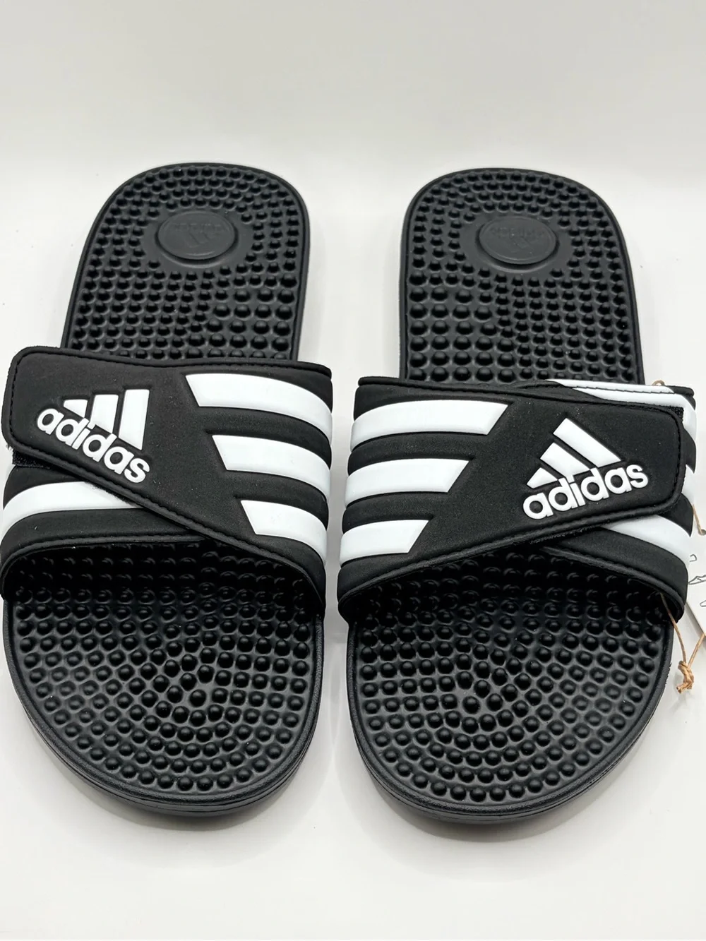 adidas Black and White Strap Slide Sandals